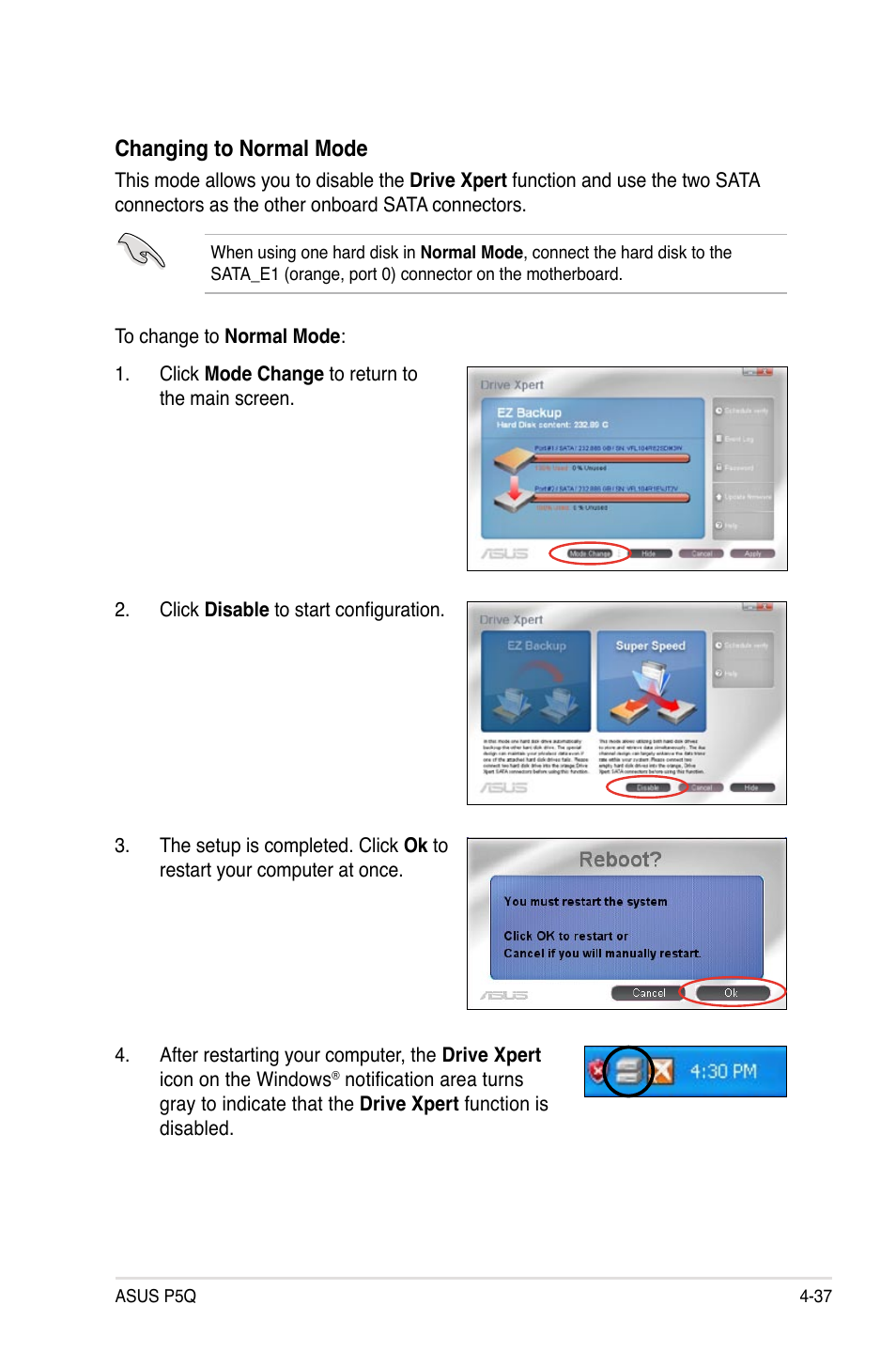 Changing to normal mode | Asus P5Q User Manual | Page 149 / 184