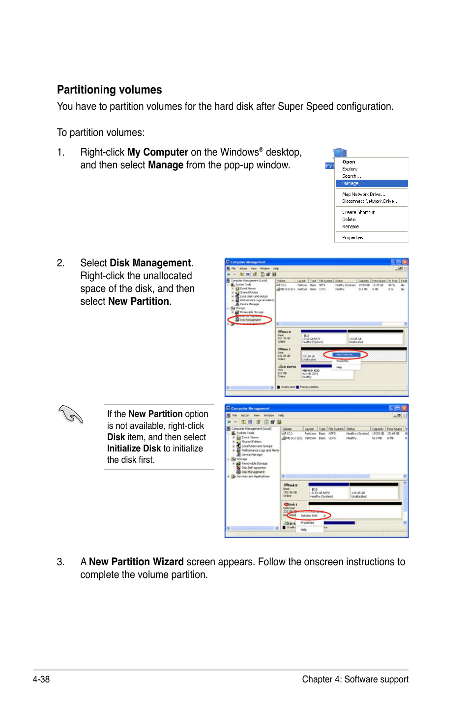 Partitioning volumes | Asus P5Q User Manual | Page 150 / 184