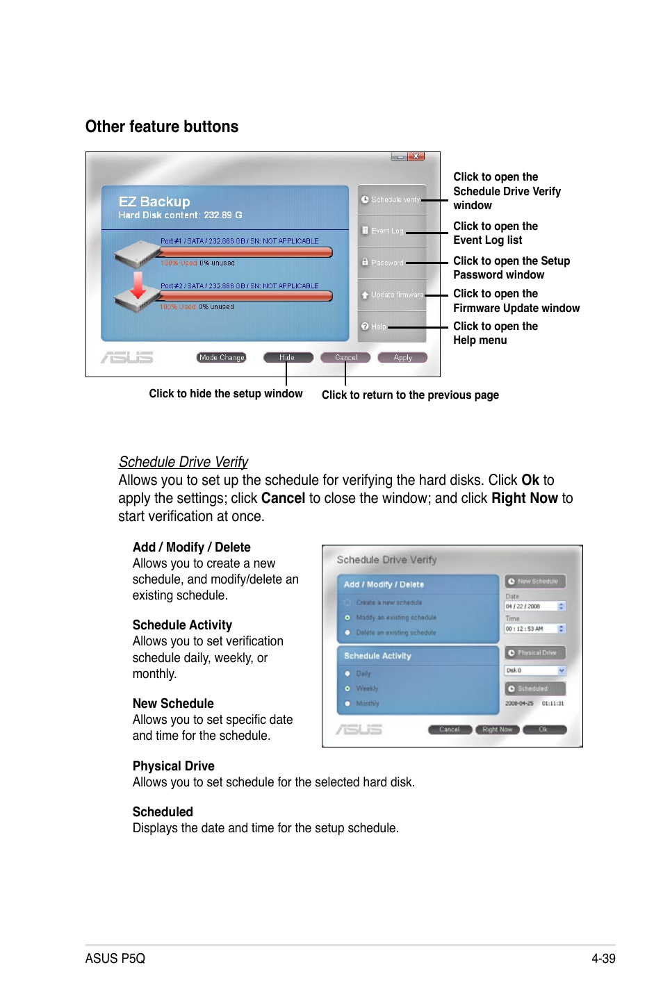 Other feature buttons | Asus P5Q User Manual | Page 151 / 184