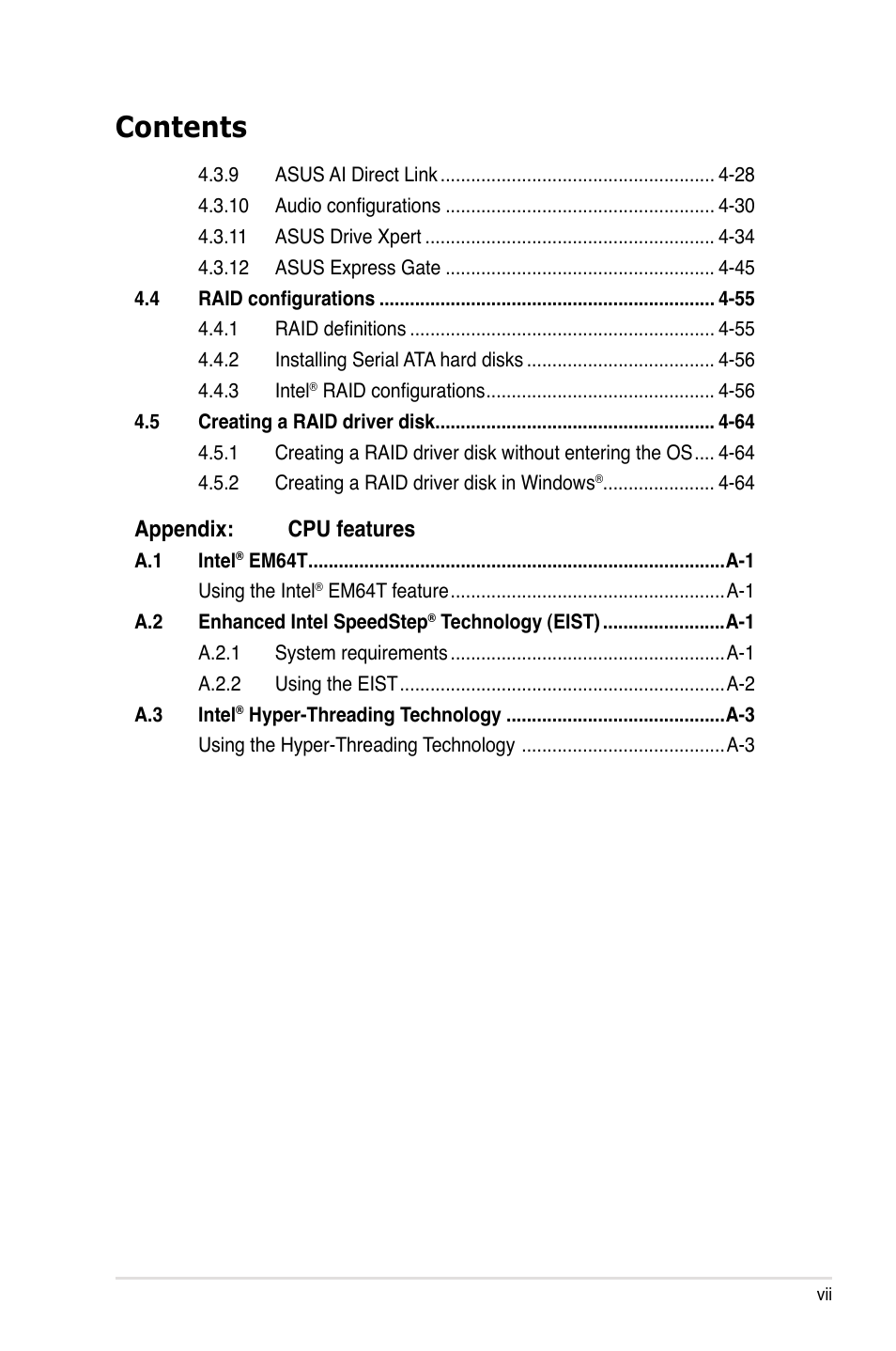 Asus P5Q User Manual | Page 7 / 184