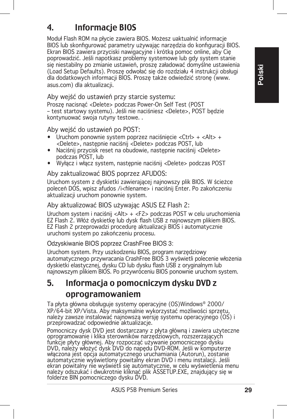 Informacje bios | Asus P5B Premium Vista Edition User Manual | Page 29 / 50