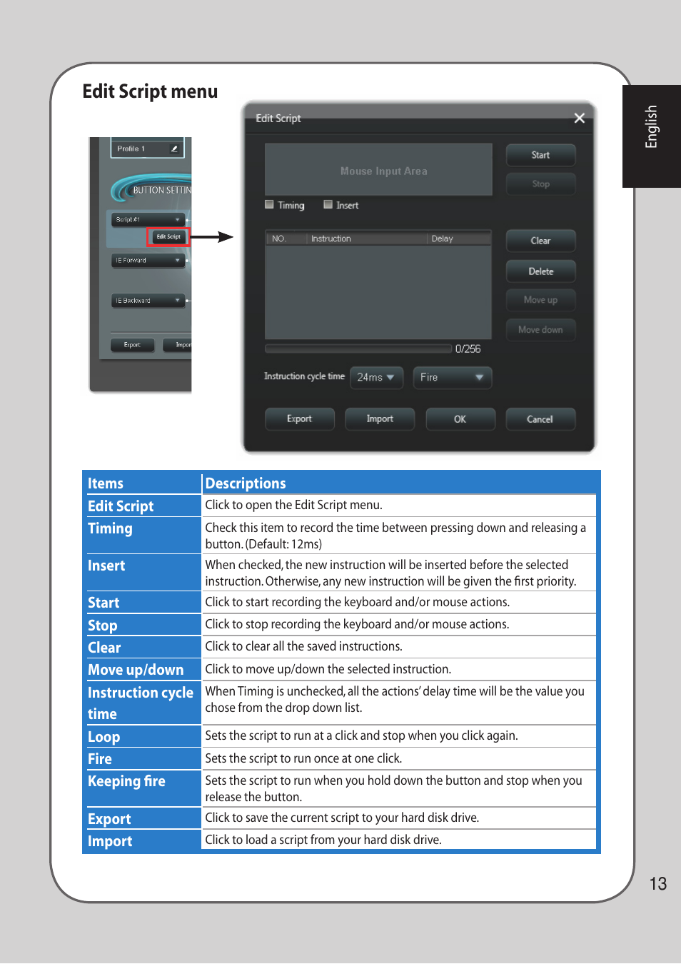 Edit script menu | Asus GX900 User Manual | Page 13 / 13