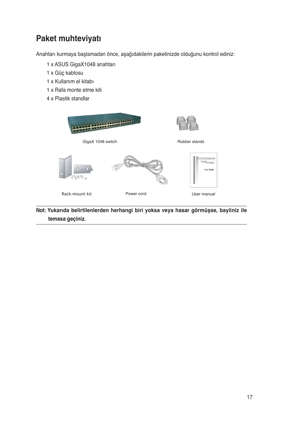 Paket muhteviyatı | Asus GigaX1048 User Manual | Page 18 / 22