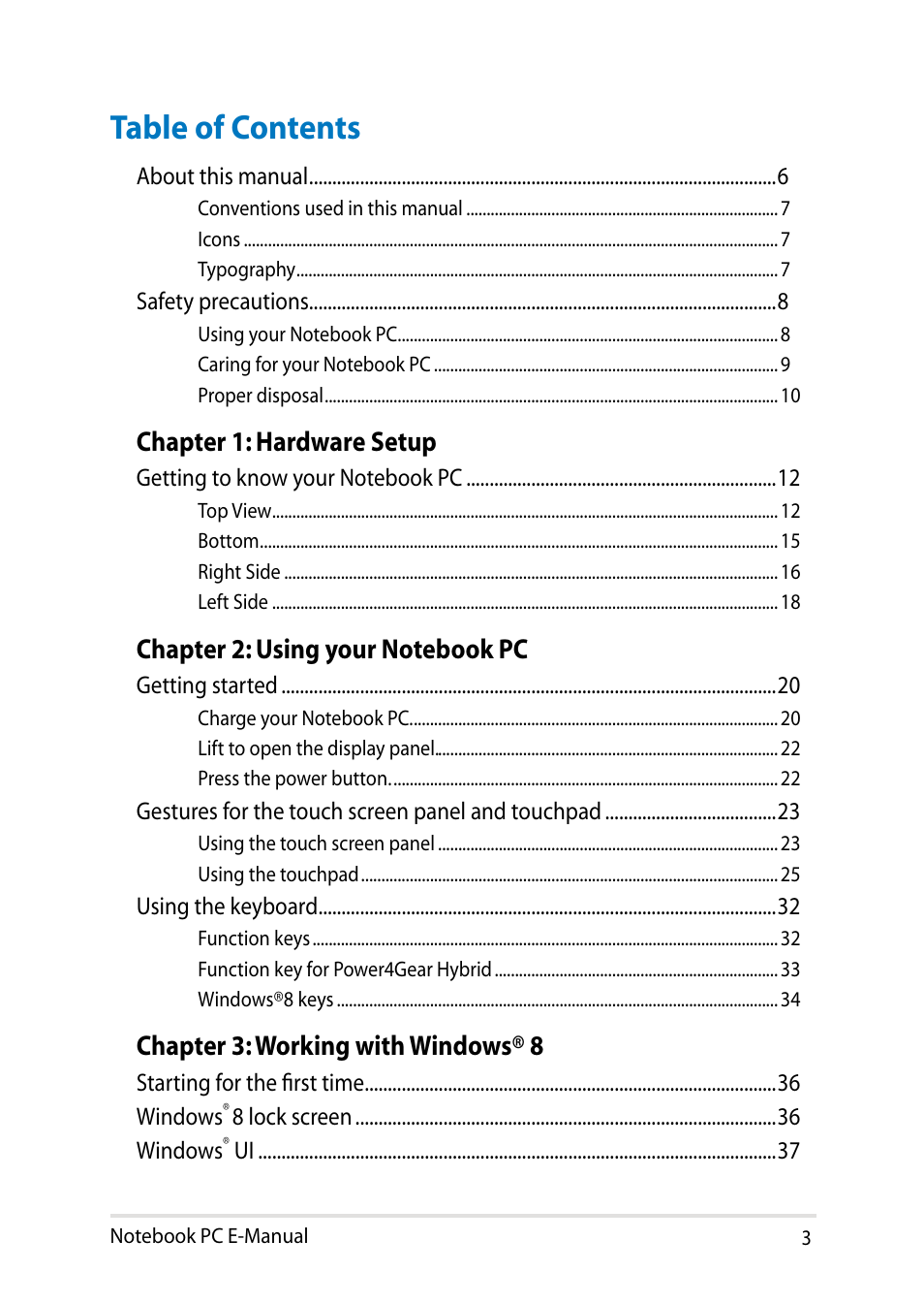 Asus UX302LG User Manual | Page 3 / 114