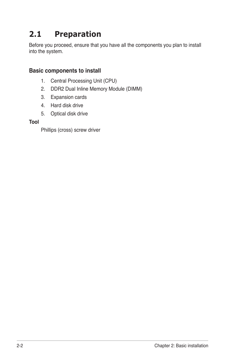 1 preparation, Preparation -2 | Asus V4-M3A3200 User Manual | Page 22 / 112