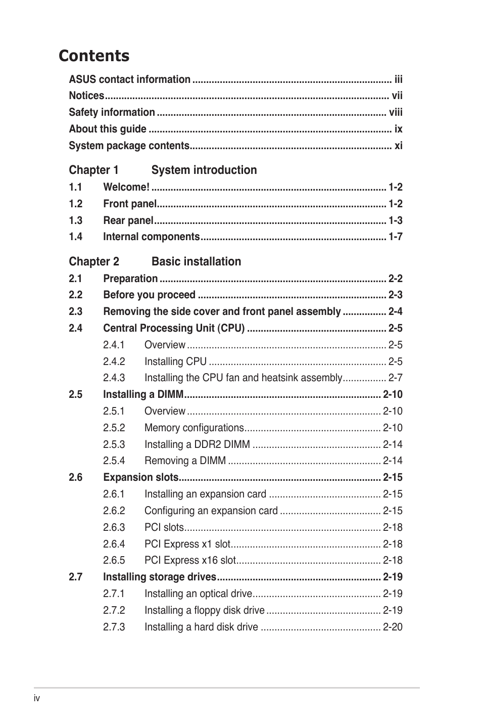 Asus V4-M3A3200 User Manual | Page 4 / 112