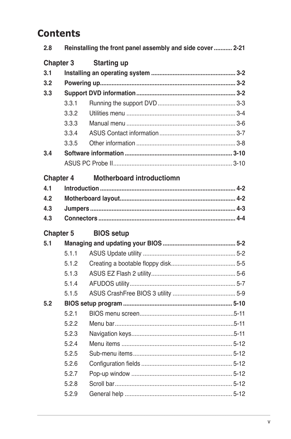 Asus V4-M3A3200 User Manual | Page 5 / 112