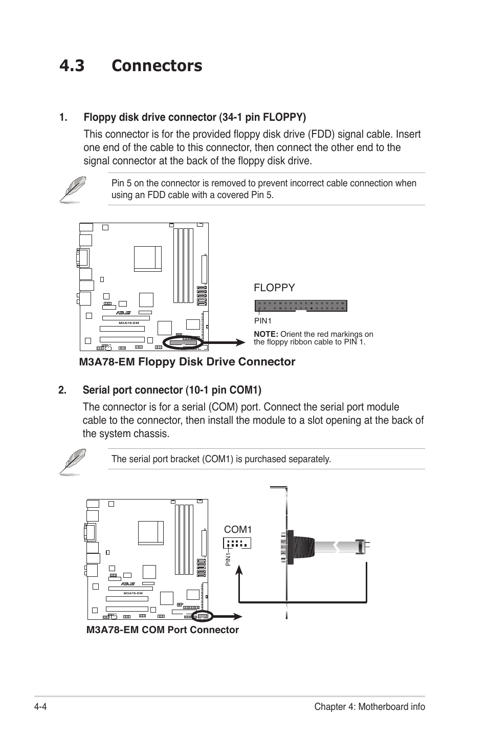 3 connectors, Connectors -4 | Asus V4-M3A3200 User Manual | Page 62 / 112