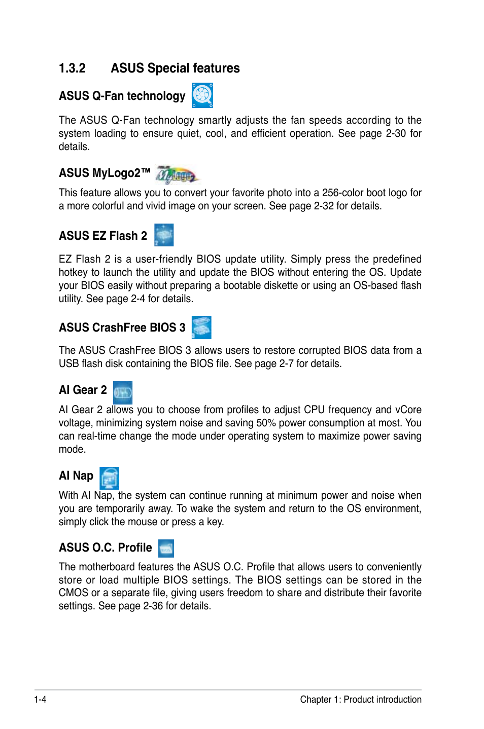 2 asus special features | Asus P5KPL-E User Manual | Page 16 / 98