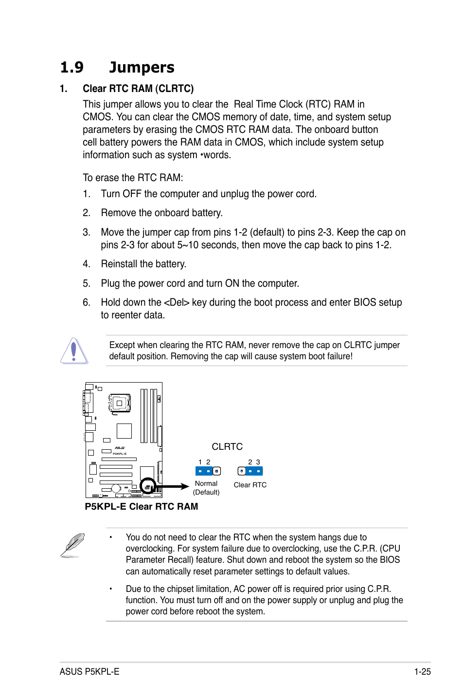 9 jumpers | Asus P5KPL-E User Manual | Page 37 / 98