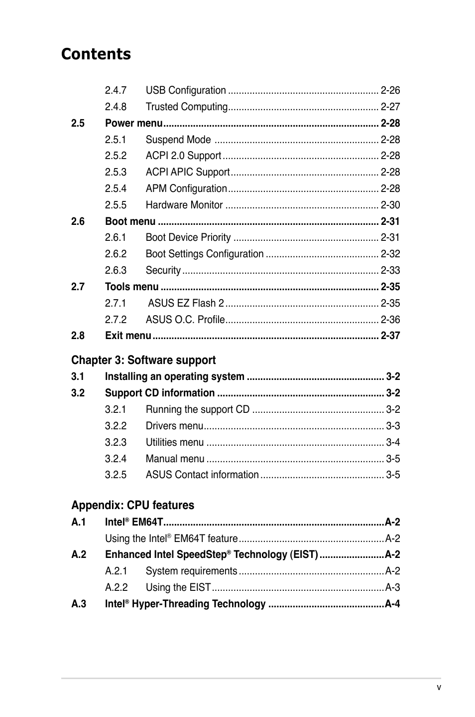 Asus P5KPL-E User Manual | Page 5 / 98