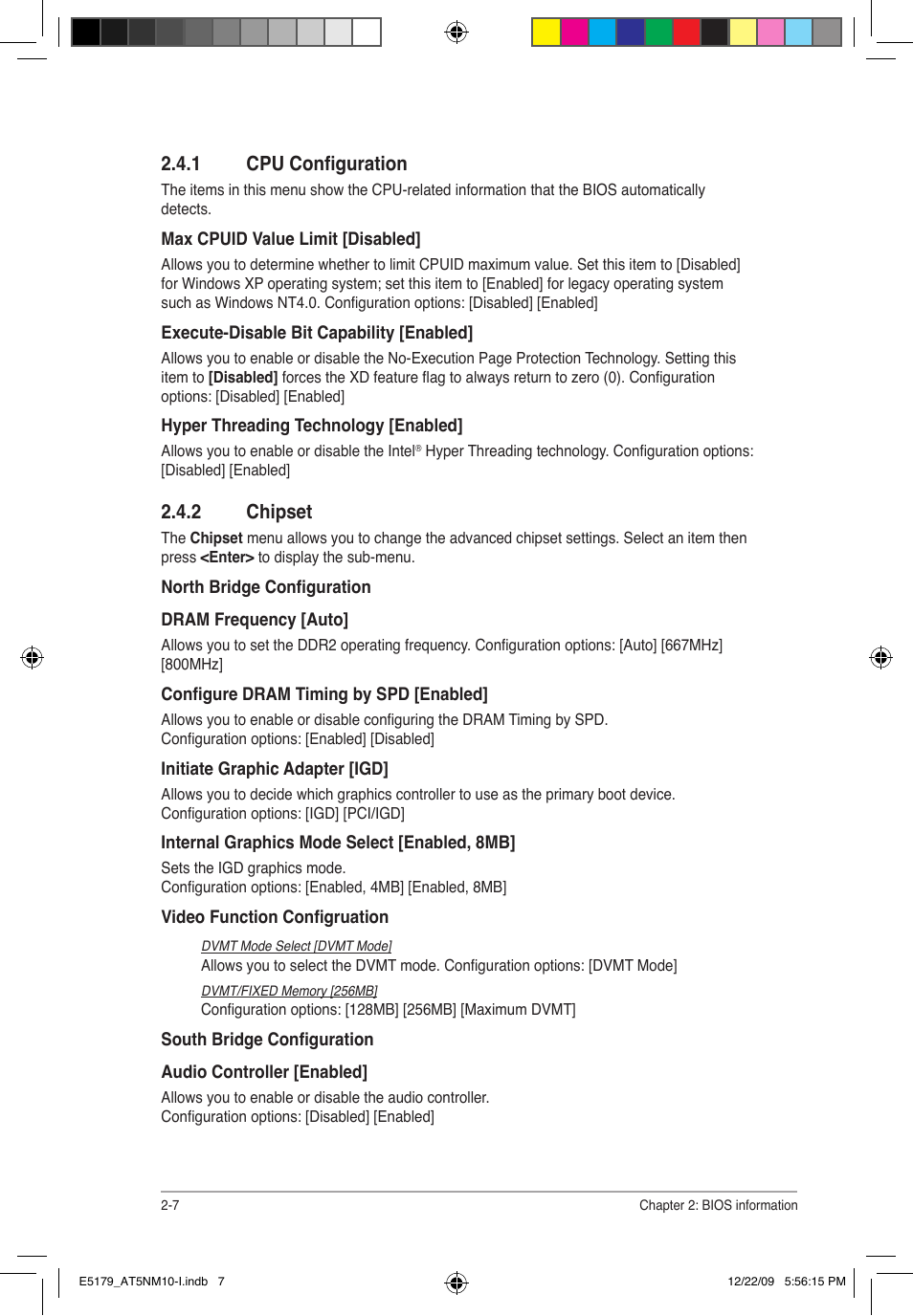 1 cpu configuration, 2 chipset | Asus AT5NM10-I User Manual | Page 34 / 43