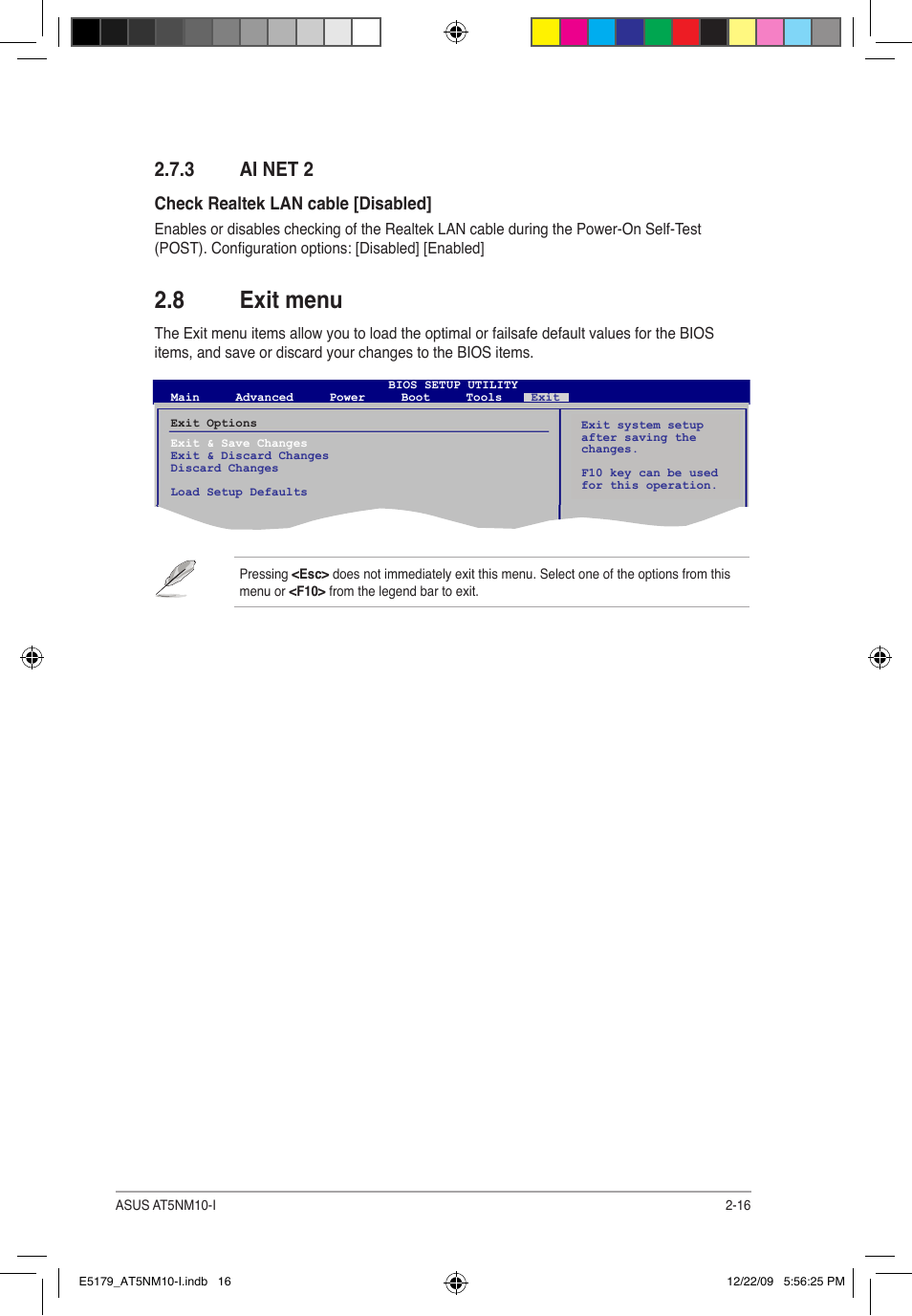 8 exit menu, 3 ai net 2, Check realtek lan cable [disabled | Asus AT5NM10-I User Manual | Page 43 / 43