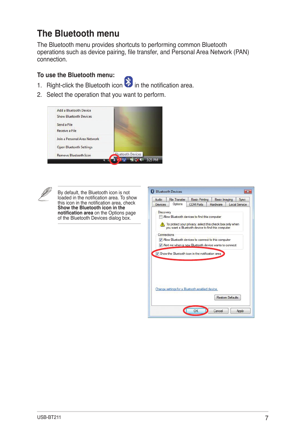 The bluetooth menu | Asus USB-BT211 User Manual | Page 12 / 41