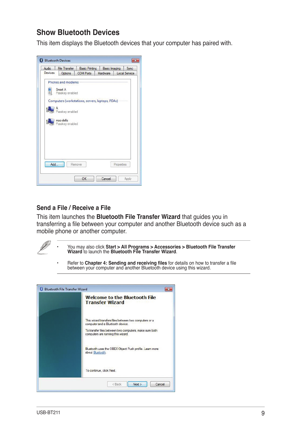 Show bluetooth devices | Asus USB-BT211 User Manual | Page 14 / 41