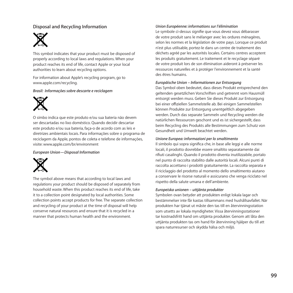 Apple LED Cinema Display (27) User Manual | Page 99 / 100