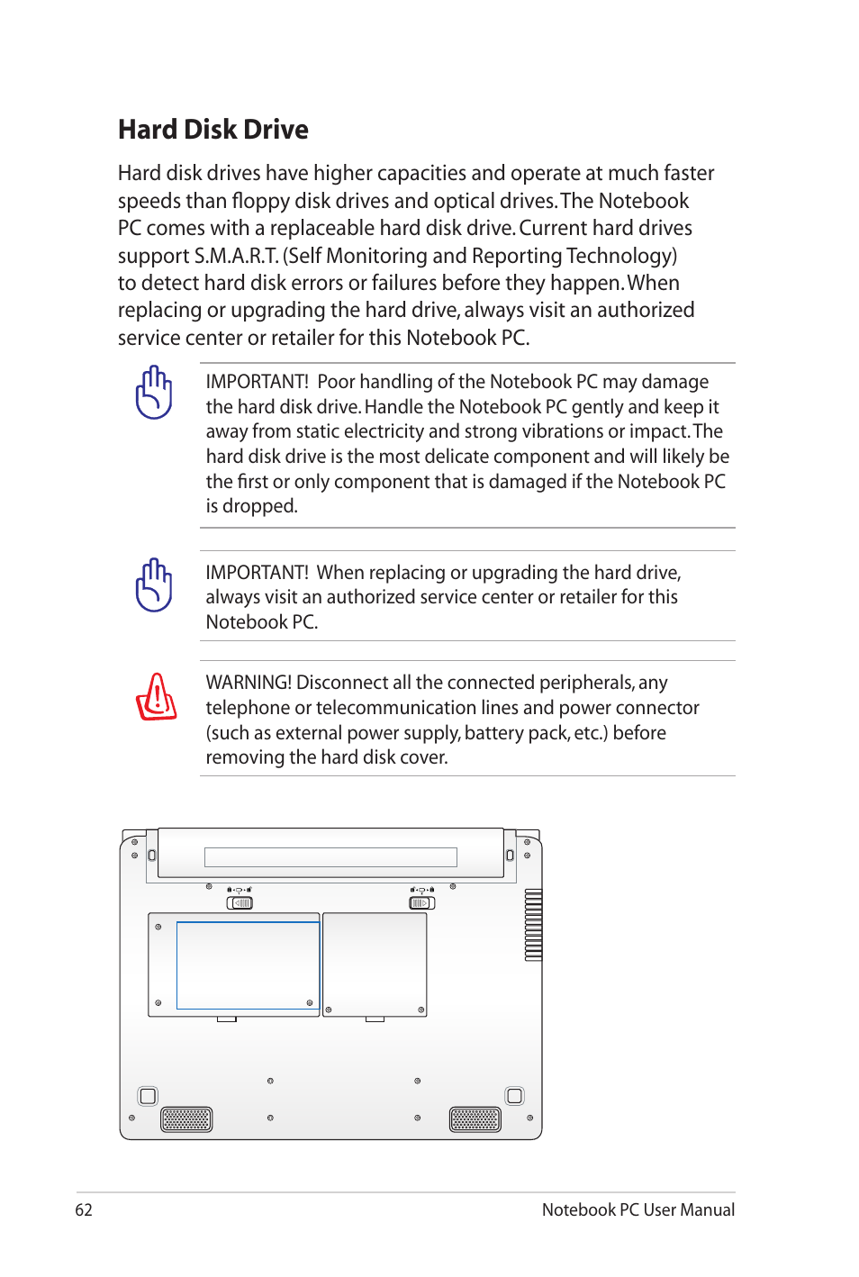 Hard disk drive | Asus UL80Jt User Manual | Page 62 / 114