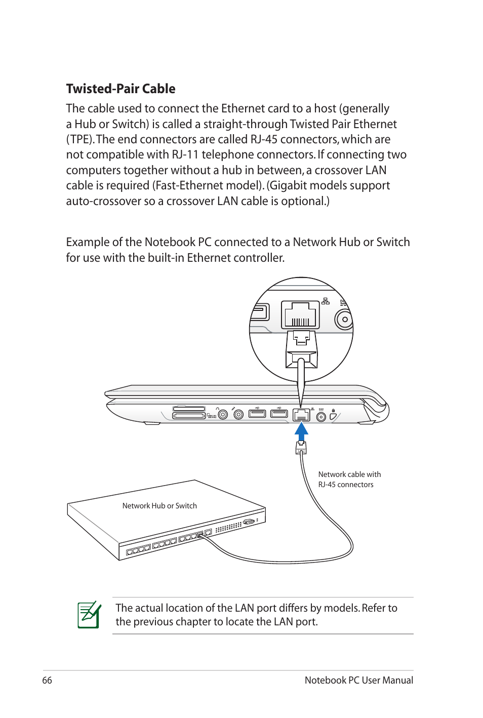 Twisted-pair cable | Asus UL80Jt User Manual | Page 66 / 114