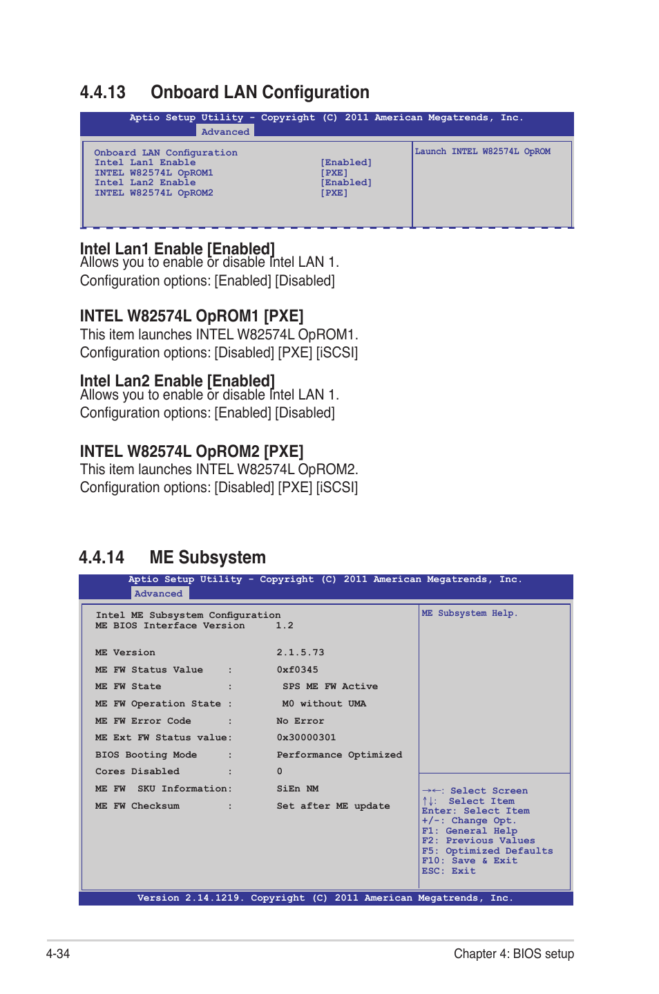 13 onboard lan configuration, 14 me subsystem, Intel lan1 enable [enabled | Intel lan2 enable [enabled | Asus Z9NH-D12 User Manual | Page 100 / 196