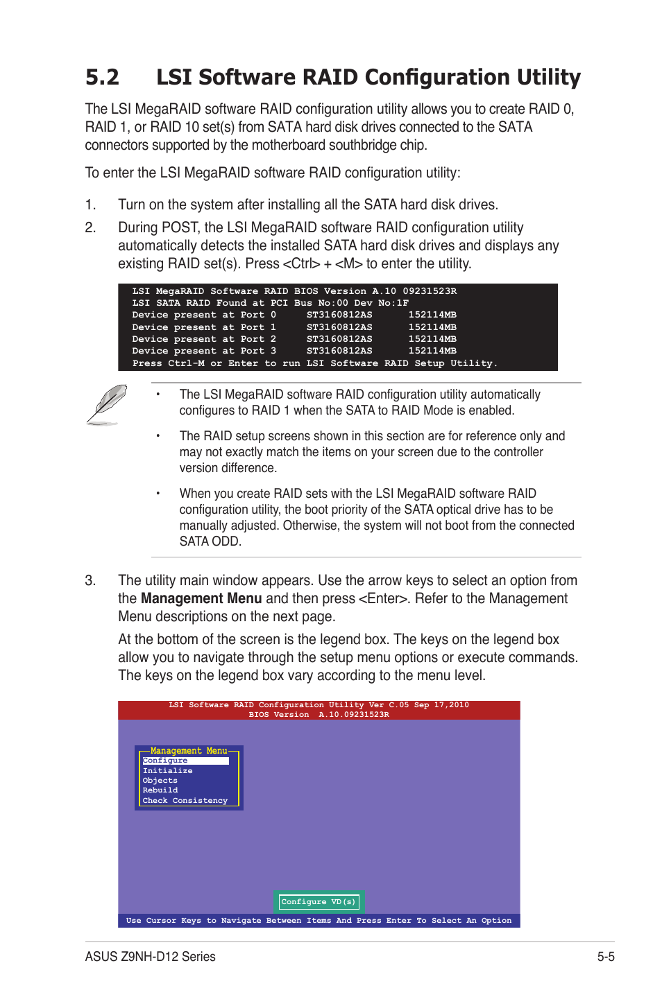 2 lsi software raid configuration utility, Lsi software raid configuration utility -5, 2 lsi software raid configuration utility | Asus Z9NH-D12 User Manual | Page 117 / 196