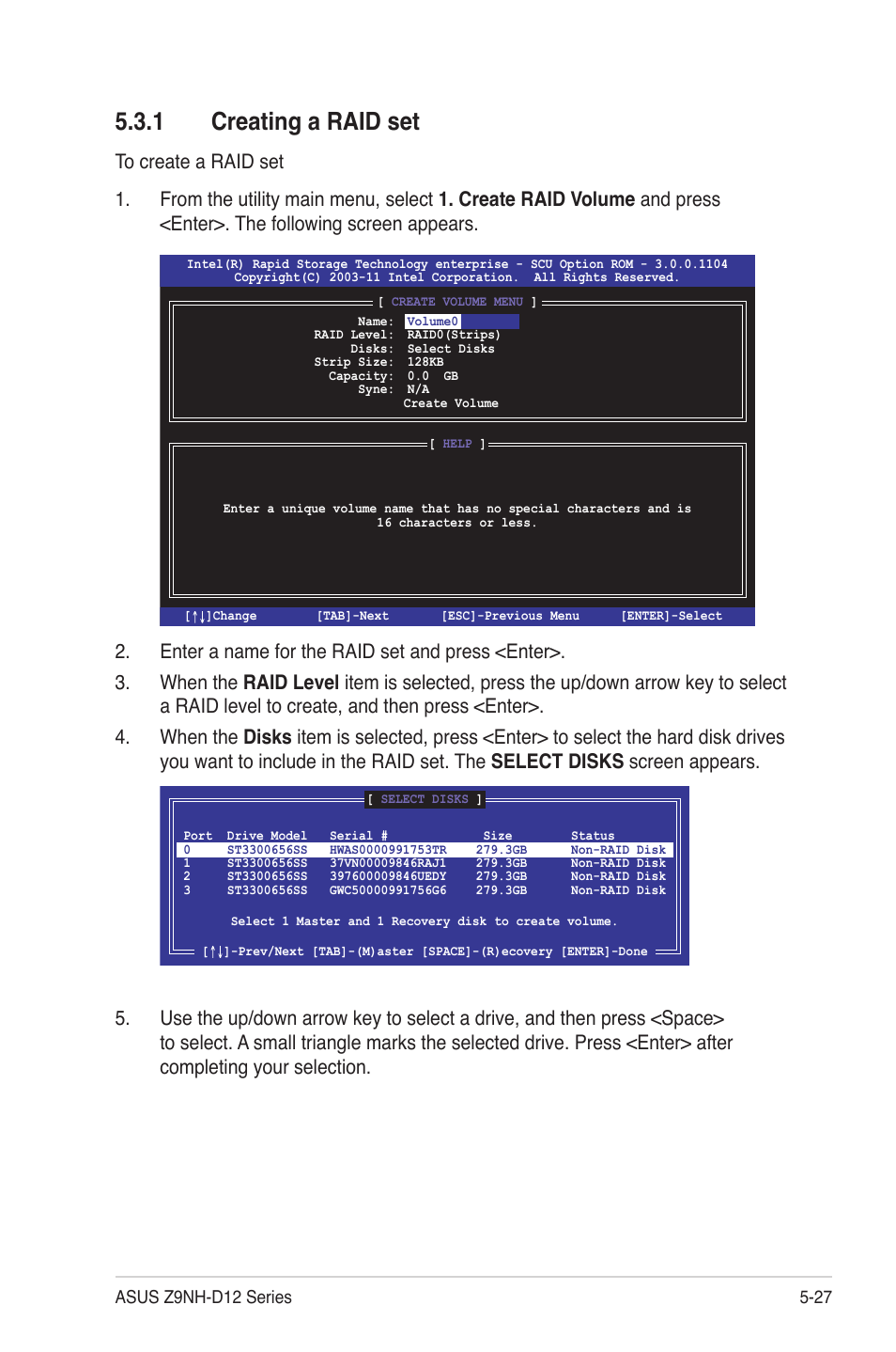 1 creating a raid set, Creating a raid set -27 | Asus Z9NH-D12 User Manual | Page 139 / 196