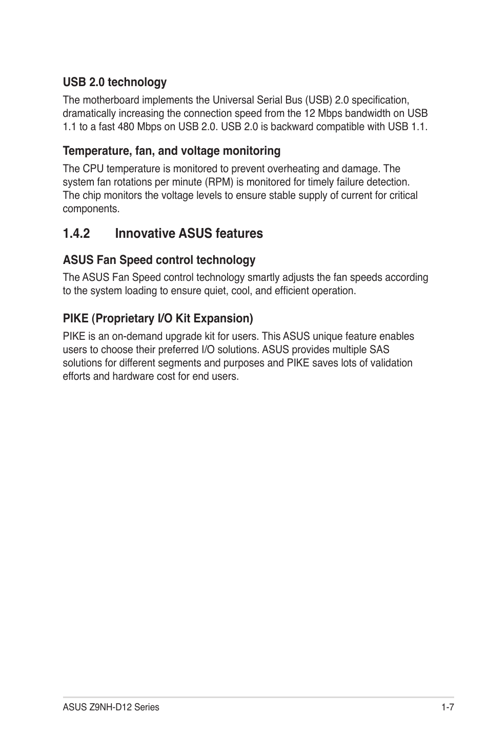 2 innovative asus features, Innovative asus features -7 | Asus Z9NH-D12 User Manual | Page 21 / 196