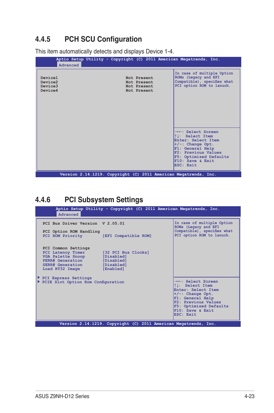 5 pch scu configuration, 6 pci subsystem settings, Pch scu configuration -23 | Pci subsystem settings -23 | Asus Z9NH-D12 User Manual | Page 89 / 196