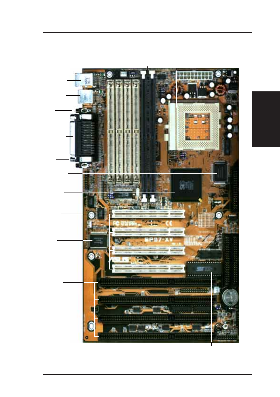 Ii. features, Parts of the asus sp97-xv motherboard | Asus SP97-XV User Manual | Page 9 / 90