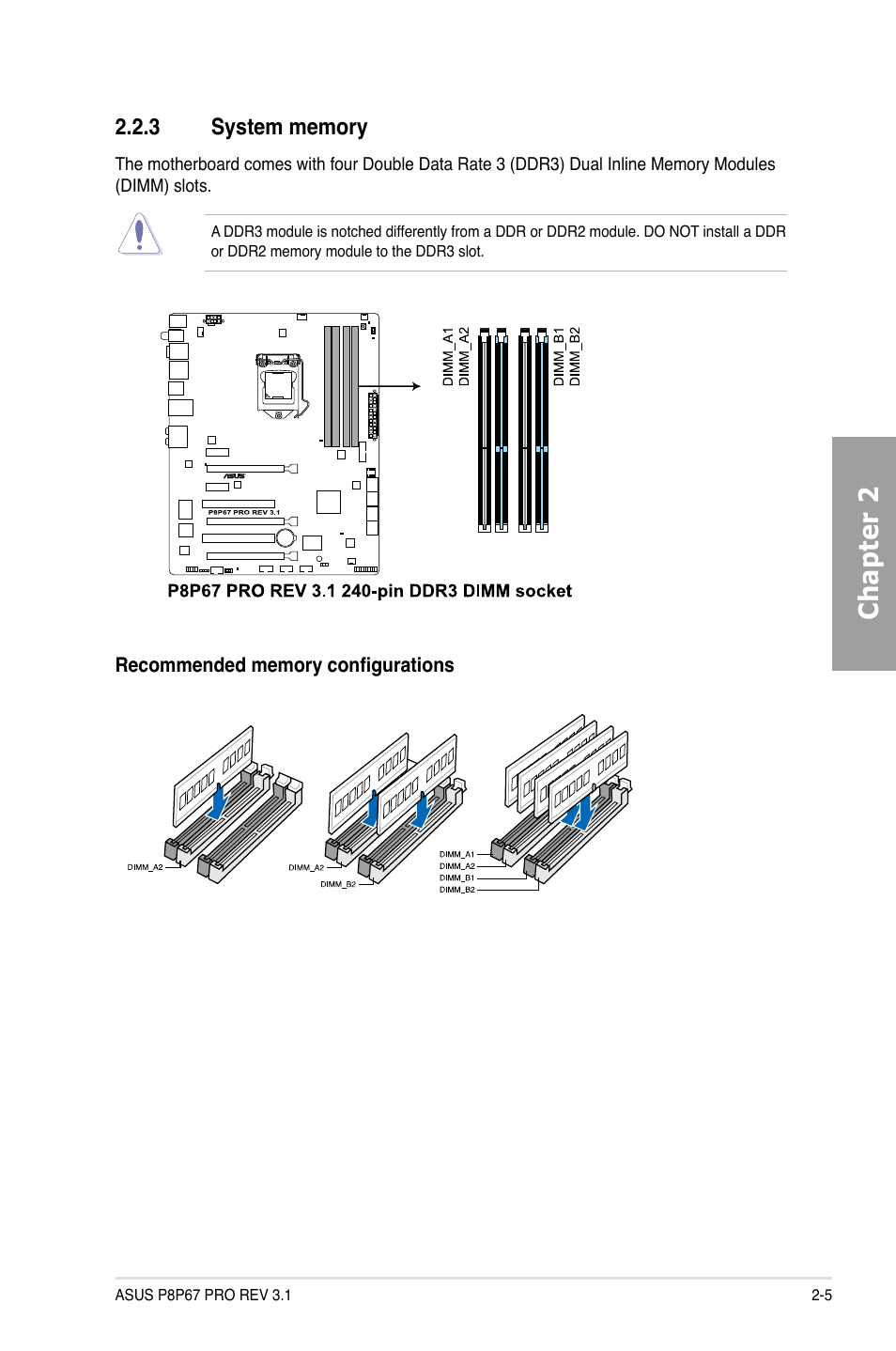 System memory -5, Chapter 2 | Asus P8P67 PRO (REV 3.1) User Manual | Page 23 / 136