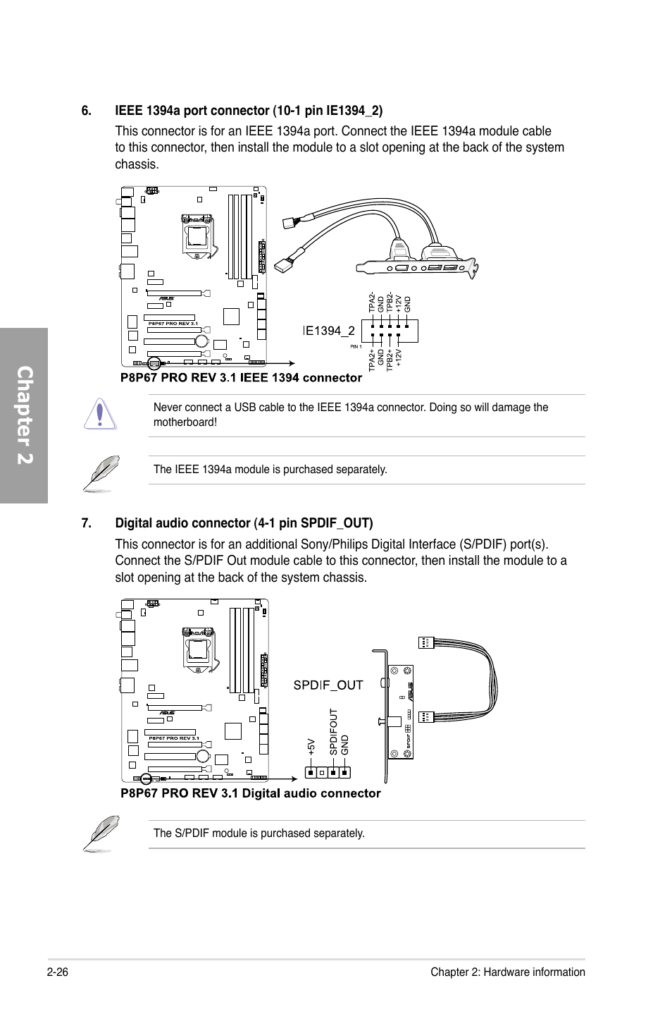 Chapter 2 | Asus P8P67 PRO (REV 3.1) User Manual | Page 44 / 136