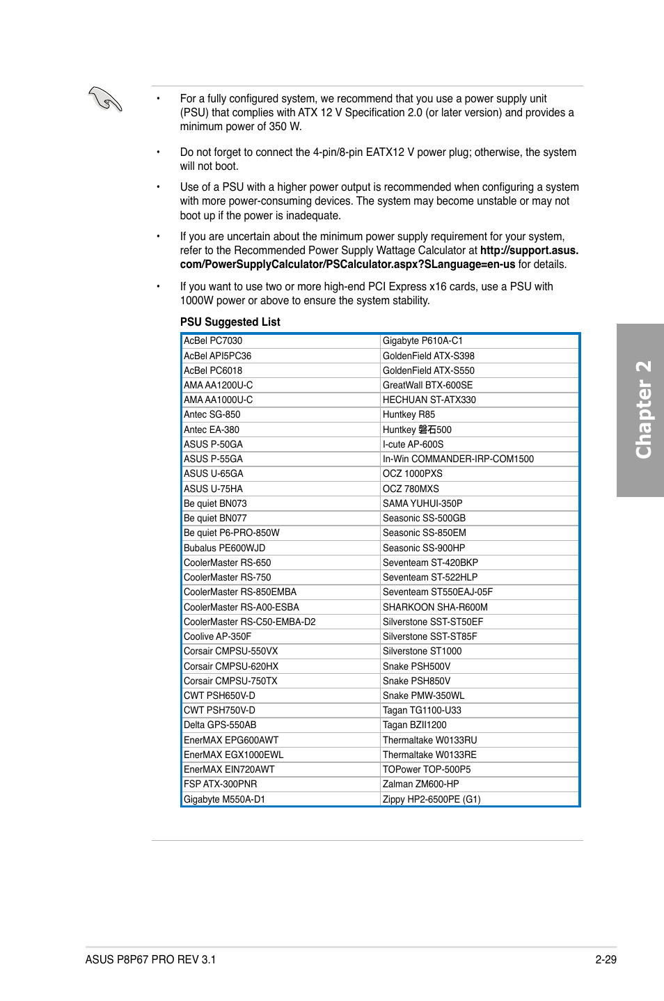 Chapter 2 | Asus P8P67 PRO (REV 3.1) User Manual | Page 47 / 136