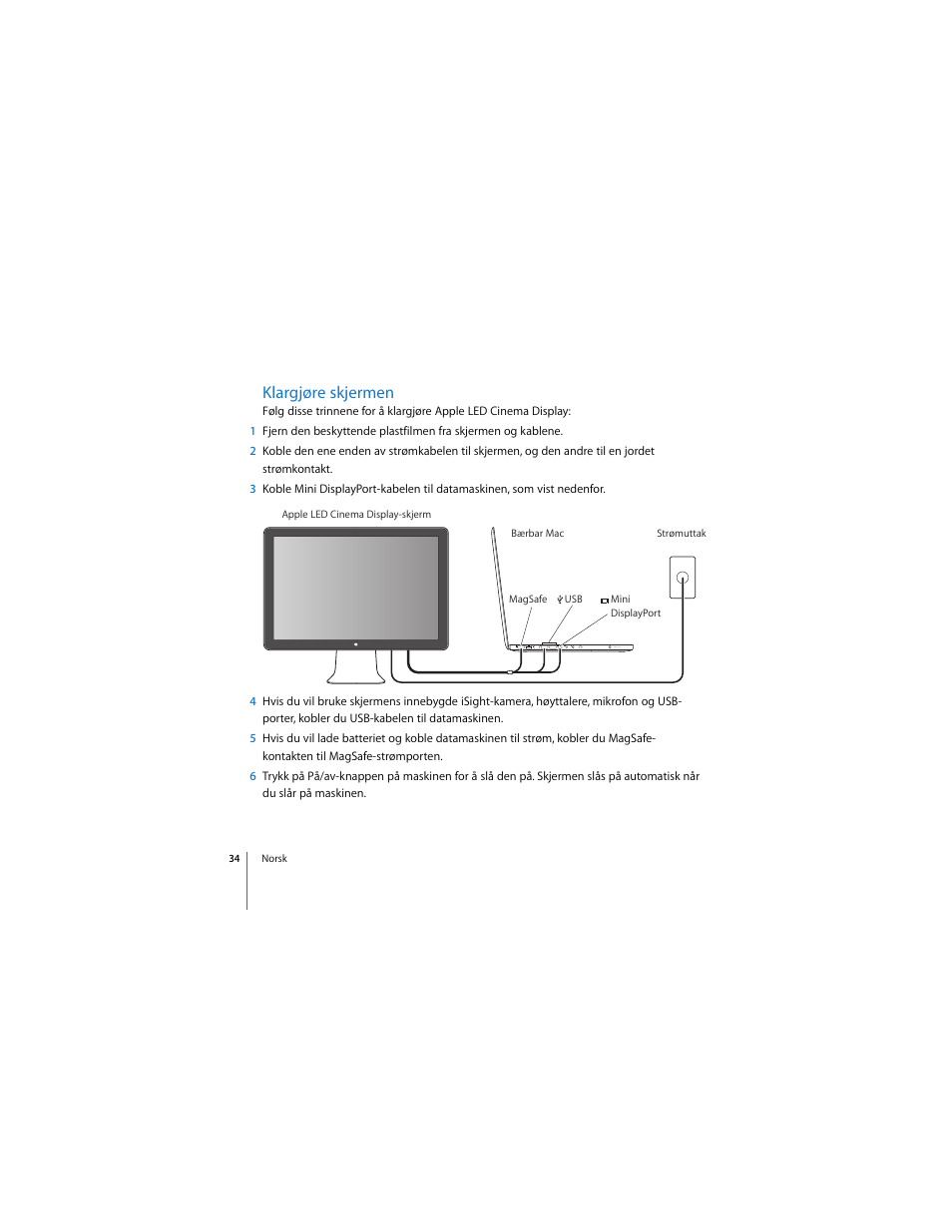 Klargjøre skjermen | Apple LED Cinema Display User Manual | Page 34 / 90