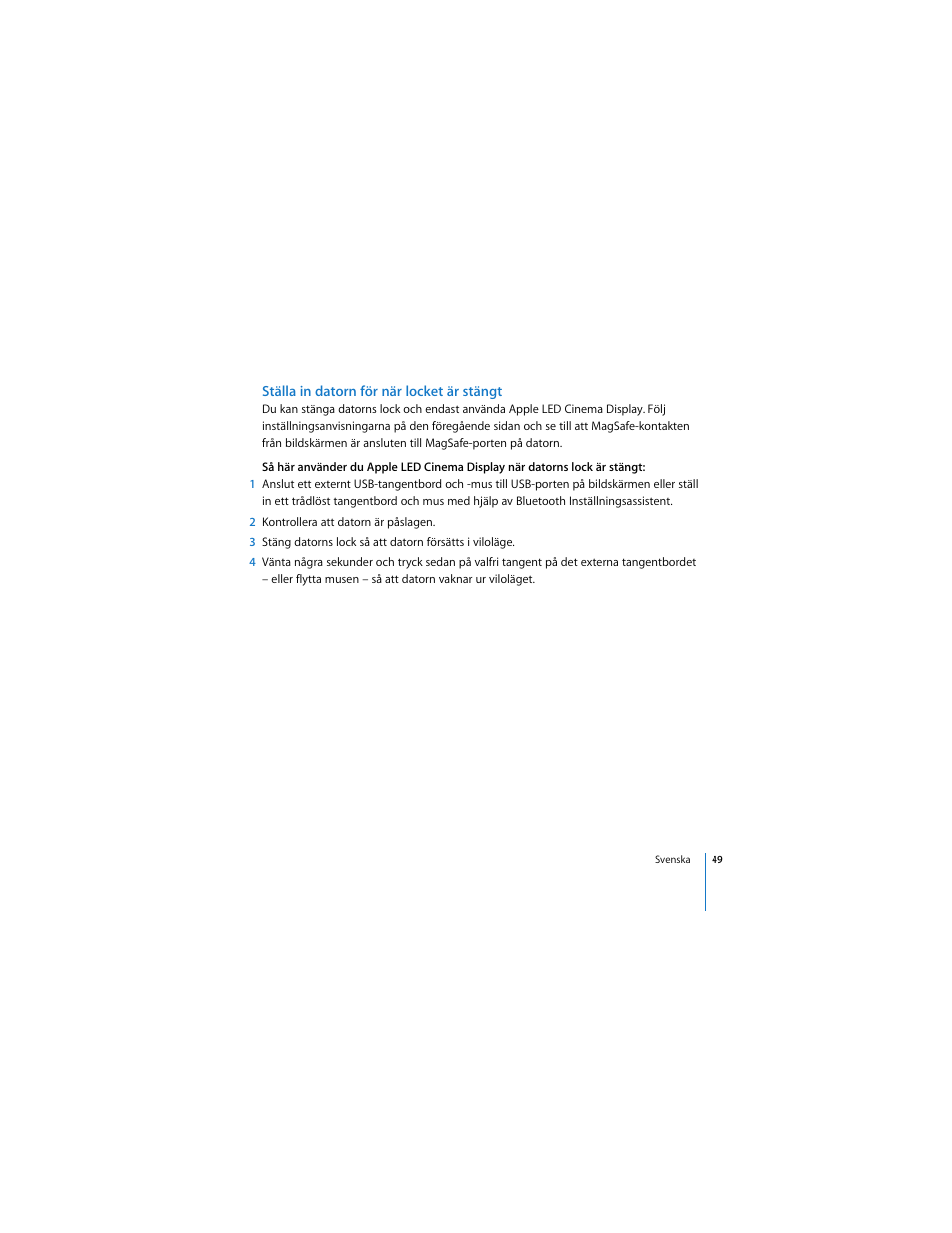 Ställa in datorn för när locket är stängt | Apple LED Cinema Display User Manual | Page 49 / 90