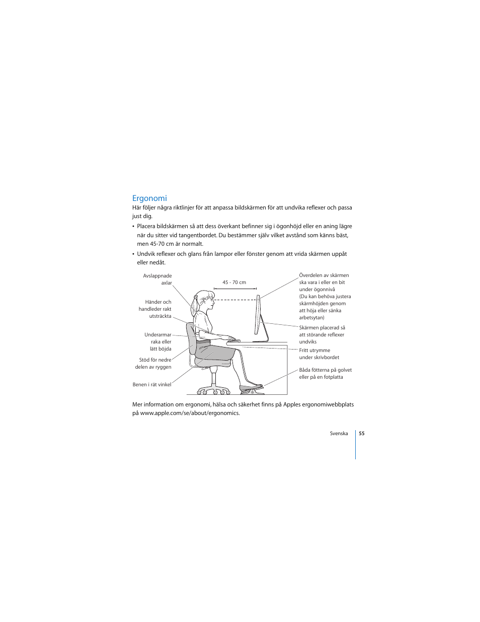 Ergonomi | Apple LED Cinema Display User Manual | Page 55 / 90