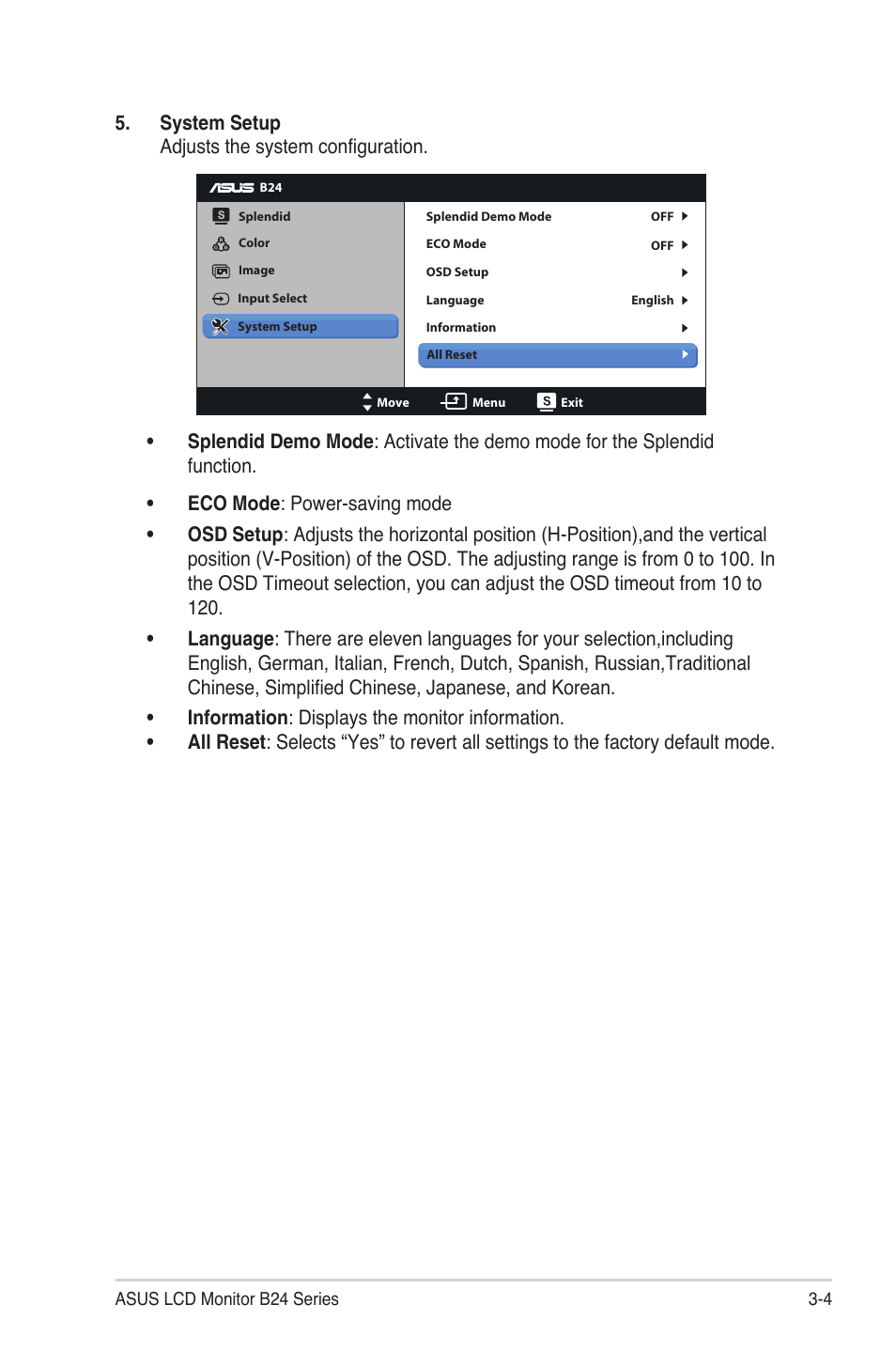 System setup adjusts the system configuration | Asus B24N User Manual | Page 15 / 18