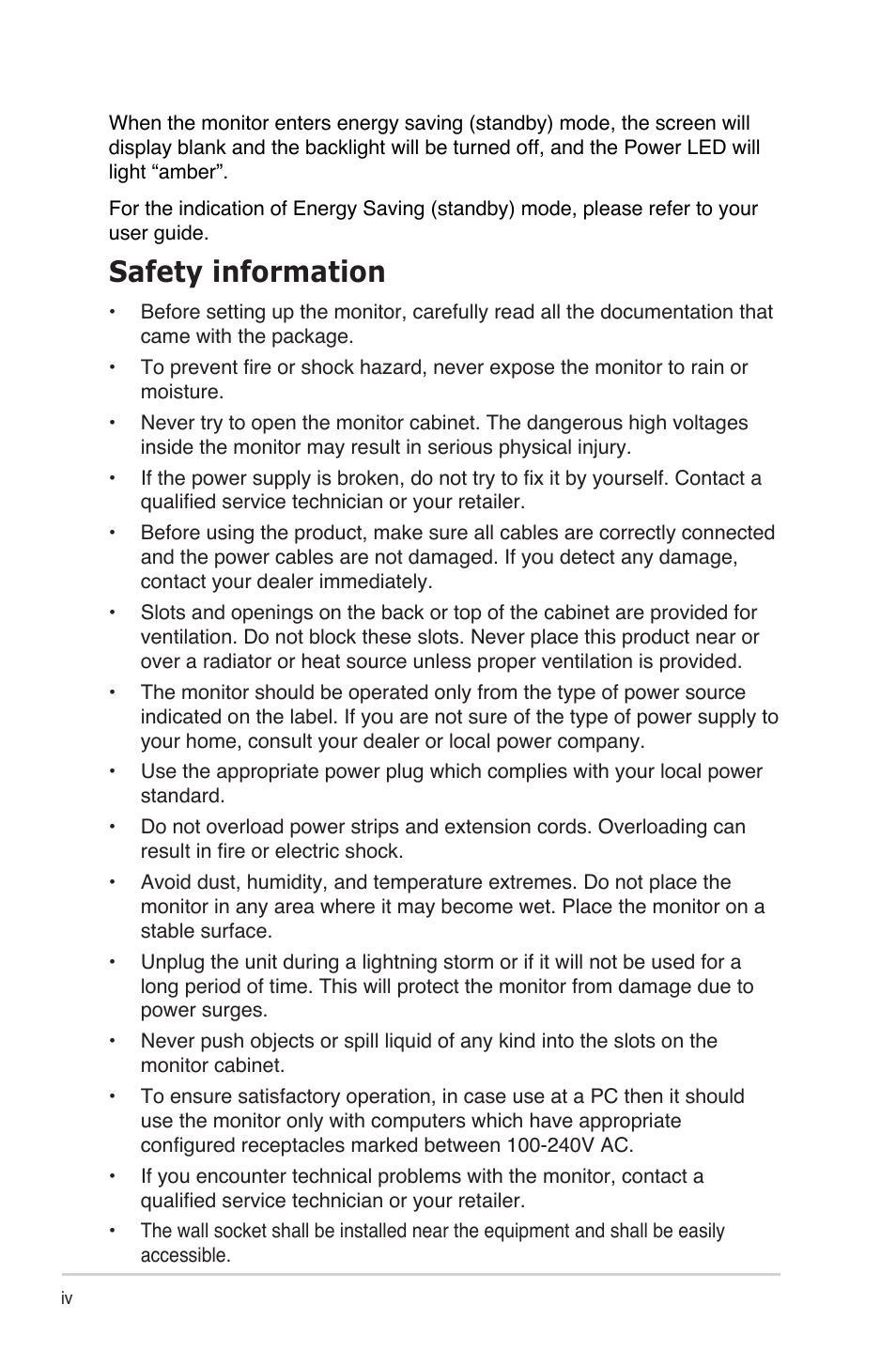 Safety information | Asus B24N User Manual | Page 4 / 18