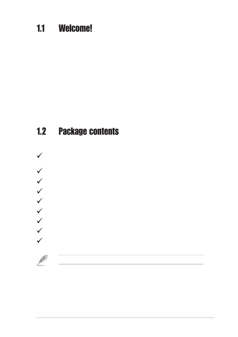 1 welcome, 2 package contents | Asus PRL-DLS User Manual | Page 17 / 136