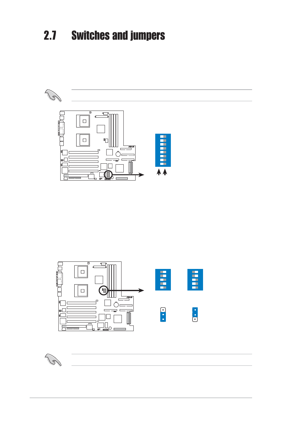 7 switches and jumpers, 1 switches, 14 chapter 2: hardware information | Asus PRL-DLS User Manual | Page 42 / 136