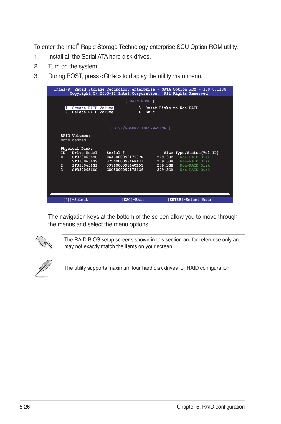 26 chapter 5: raid configuration | Asus Z9NA-D6 User Manual | Page 134 / 188