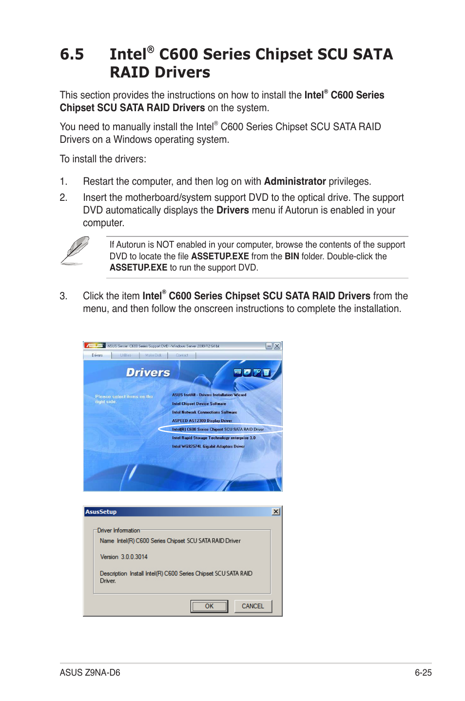 Intel, C600 series chipset scu sata raid drivers -25, 5 intel | C600 series chipset scu sata raid drivers | Asus Z9NA-D6 User Manual | Page 173 / 188