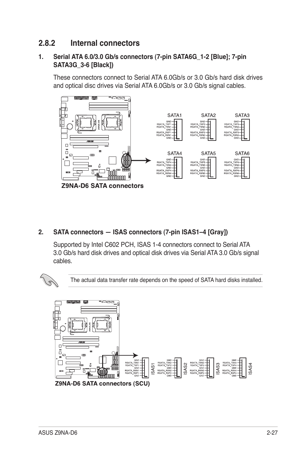 2 internal connectors, Internal connectors -27 | Asus Z9NA-D6 User Manual | Page 47 / 188