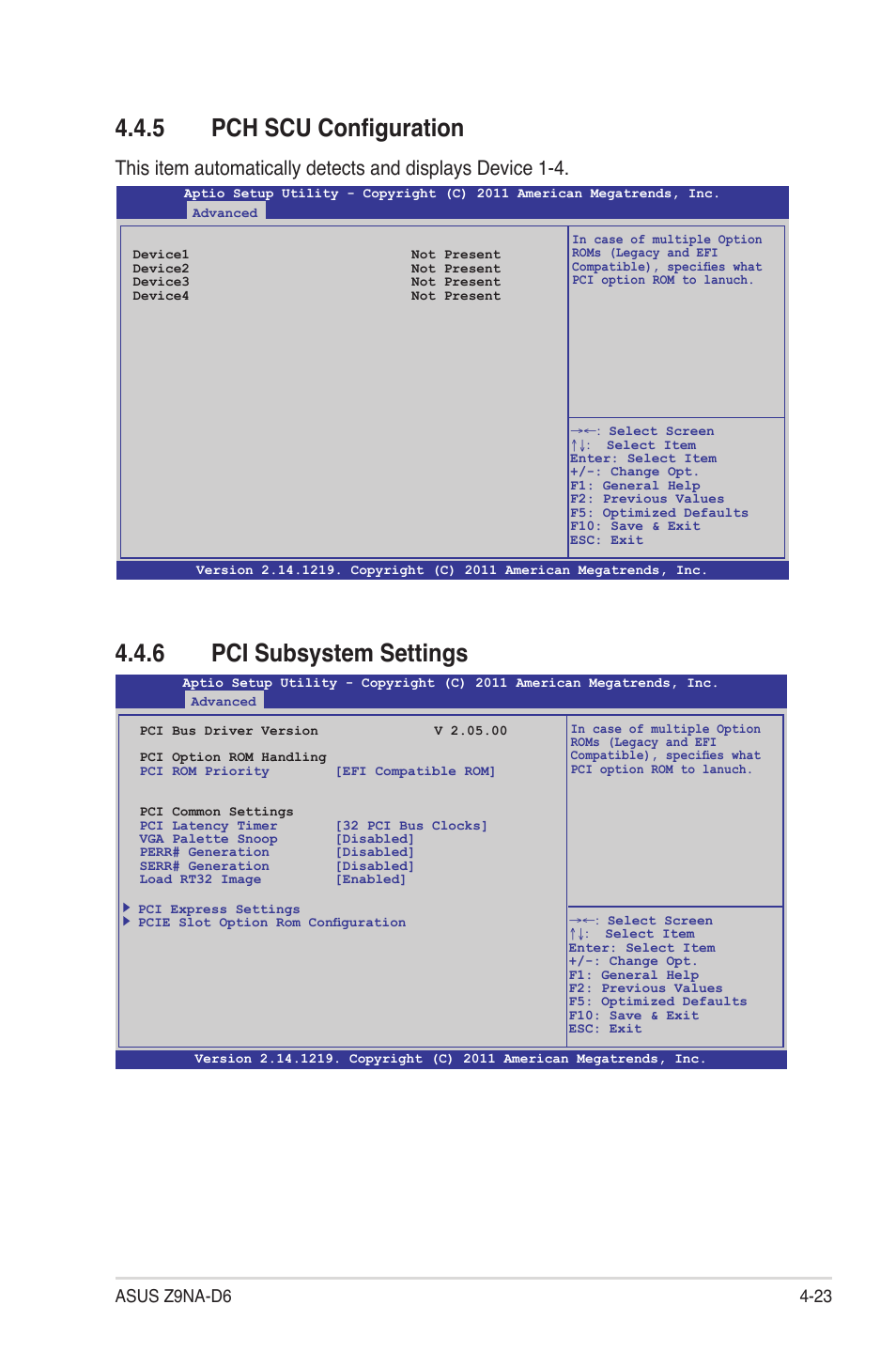 5 pch scu configuration, 6 pci subsystem settings, Pch scu configuration -23 | Pci subsystem settings -23 | Asus Z9NA-D6 User Manual | Page 83 / 188