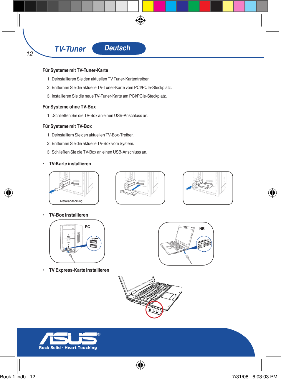 Tv-tuner, Deutsch | Asus My Cinema-U3000Hybrid User Manual | Page 13 / 146
