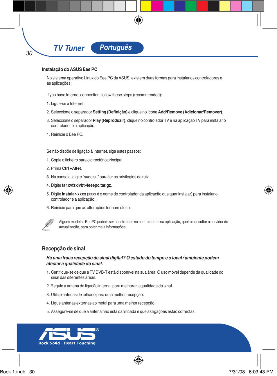 Tv tuner, Português | Asus My Cinema-U3000Hybrid User Manual | Page 31 / 146