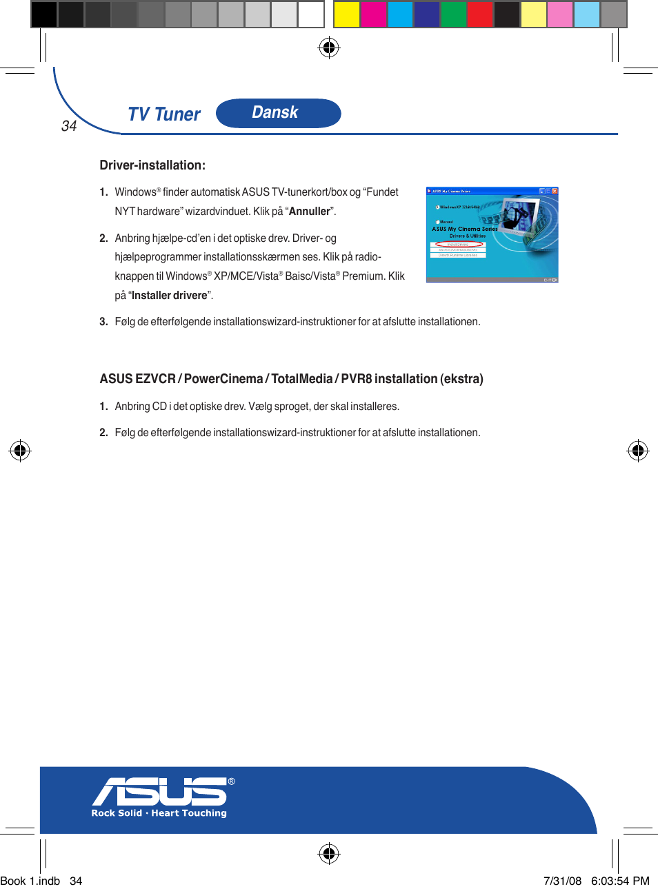 Tv tuner, Dansk | Asus My Cinema-U3000Hybrid User Manual | Page 35 / 146