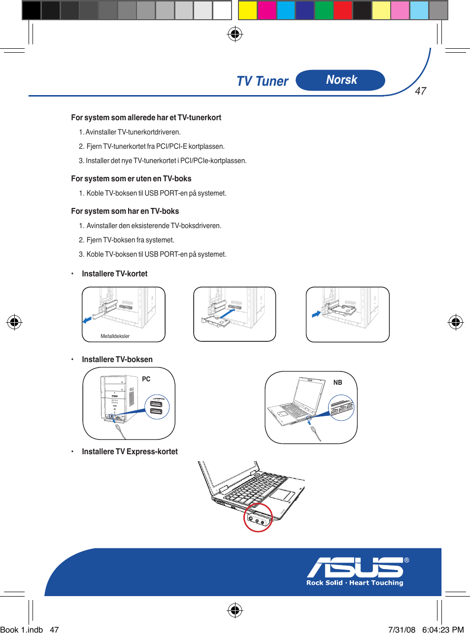 Tv tuner, Norsk | Asus My Cinema-U3000Hybrid User Manual | Page 48 / 146