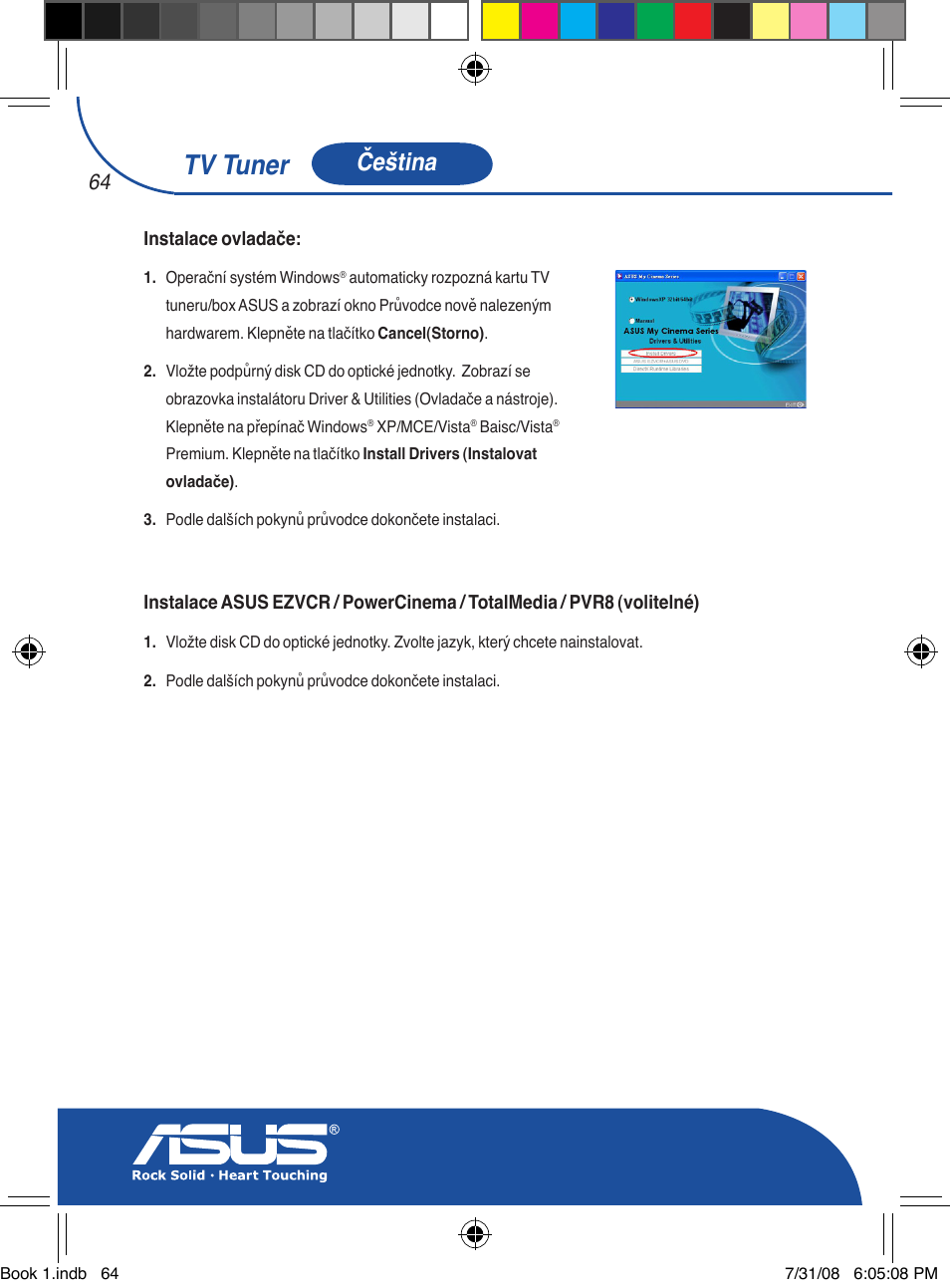 Tv tuner, Čeština | Asus My Cinema-U3000Hybrid User Manual | Page 65 / 146