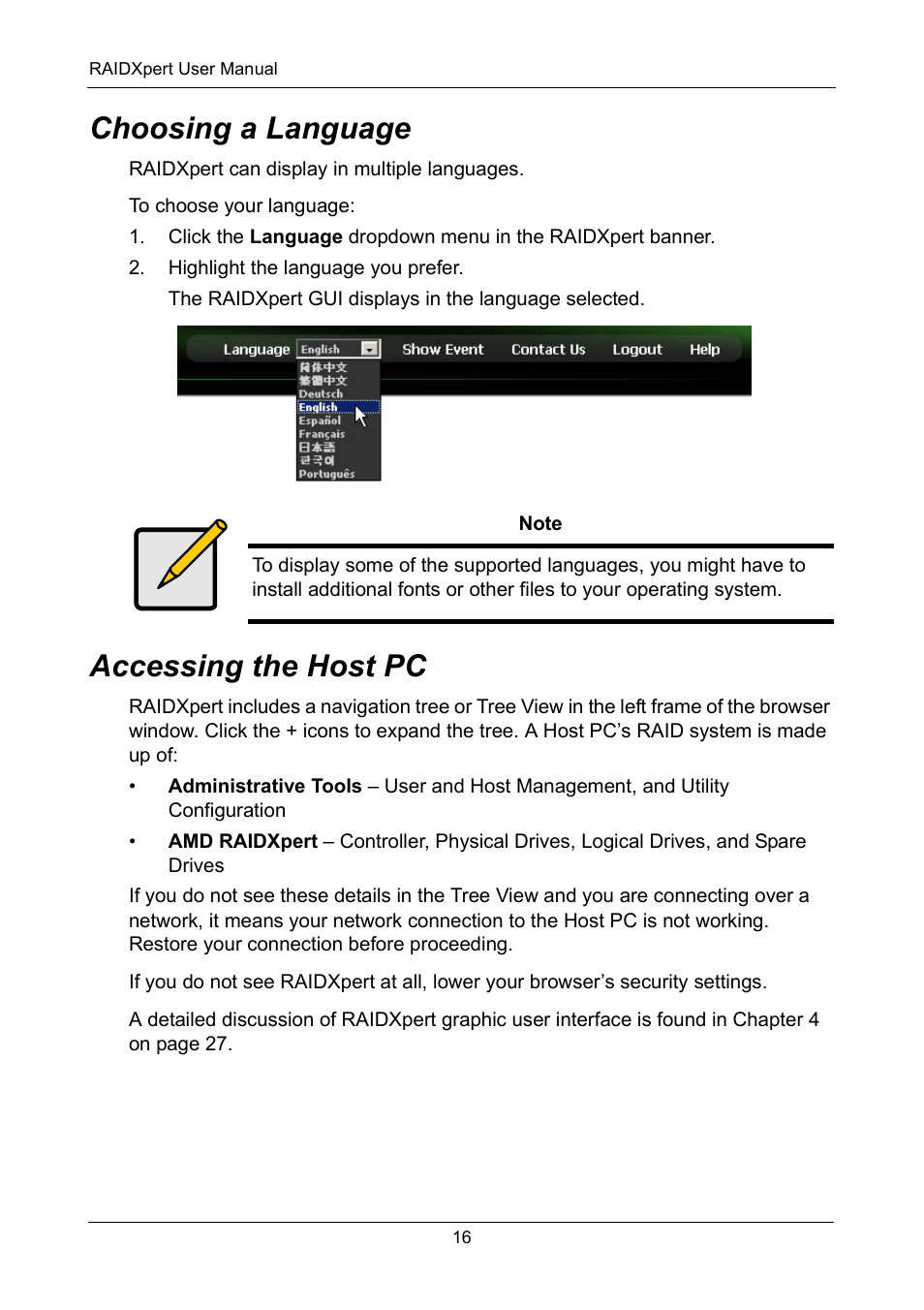 Choosing a language, Accessing the host pc, Choosing a language accessing the host pc | Asus M3A78-EMH HDMI User Manual | Page 22 / 120