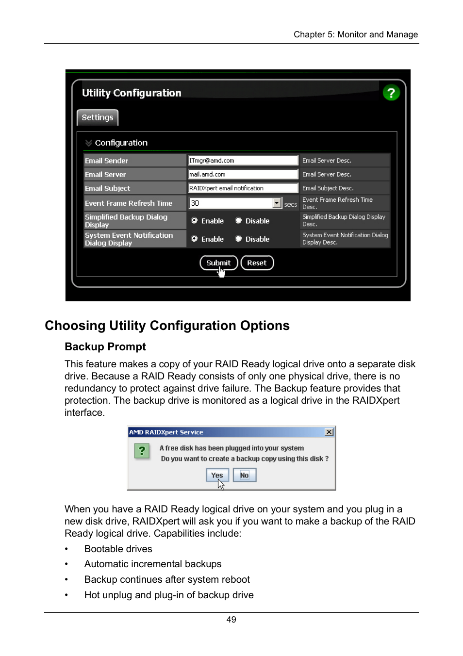 Choosing utility configuration options, Backup prompt | Asus M3A78-EMH HDMI User Manual | Page 55 / 120