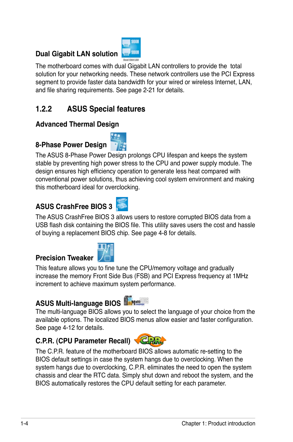 2 asus special features | Asus L1N64-SLI WS/B User Manual | Page 18 / 108